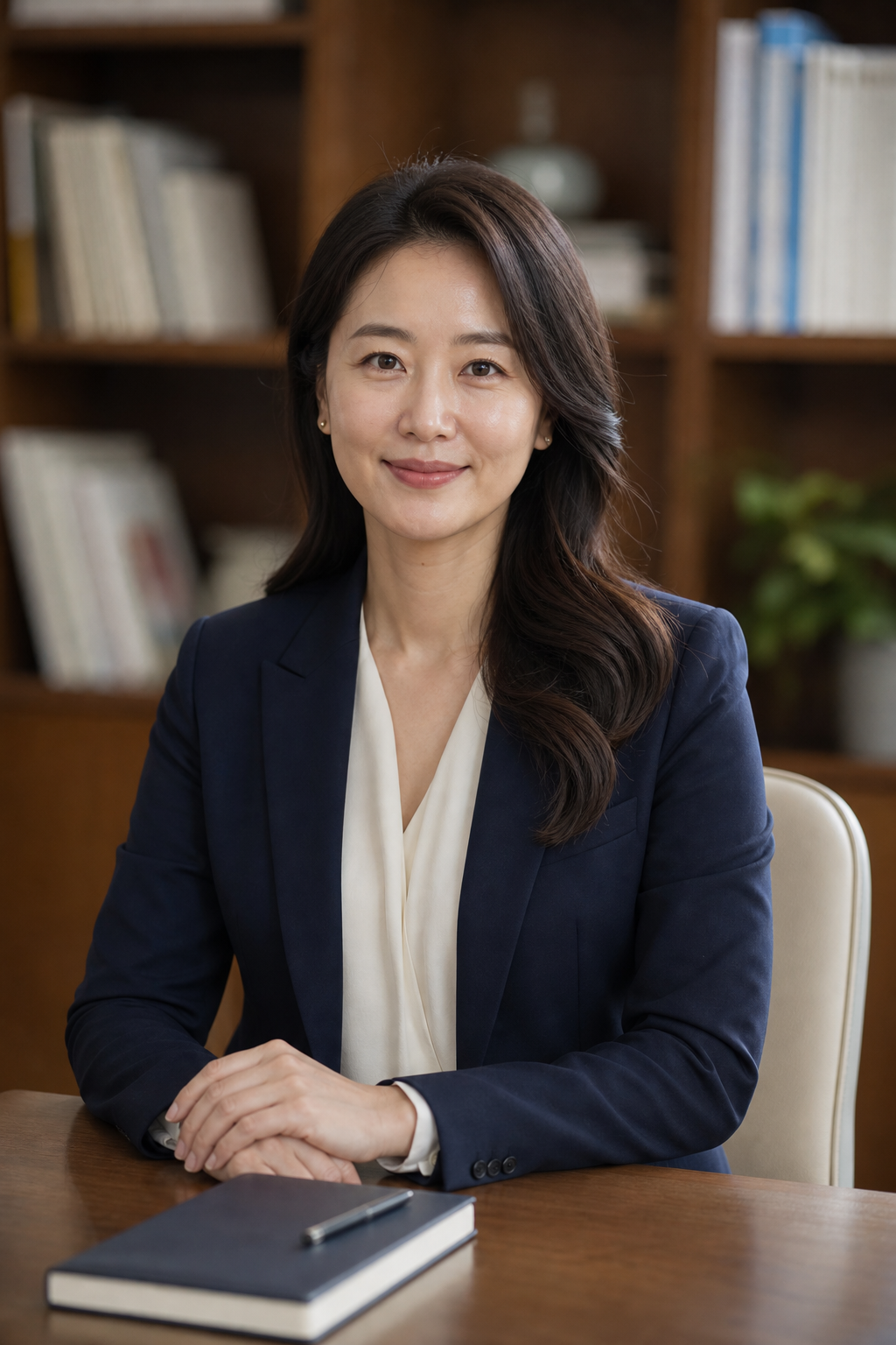 교육 상담실에서 촬영한 30대 전문 교사 프로필