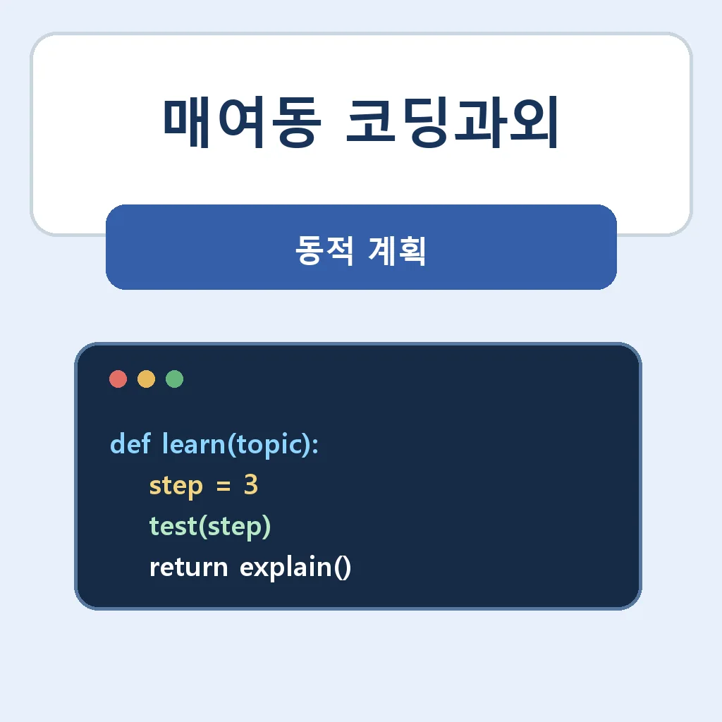 매여동 코딩과외 동적 계획 학습정보