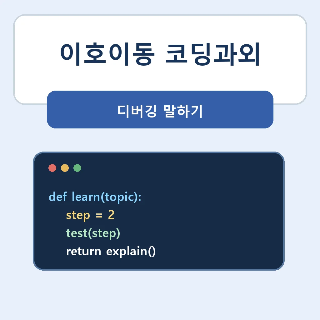 이호이동 코딩과외 디버깅 말하기 학습정보